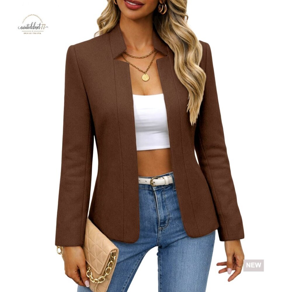 Wool Blend Blazer Jacket Slim Fit Fully Lined Casual Work Office Coat